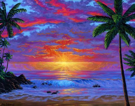 Hawaiian Beach Sunset Painting Maui Hawaii | Sunset painting, Hawaiian painting, Painting