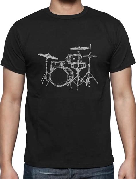 T Shirt Men Summer Gift For Drummer Cool Drums Design Printed T Shirt