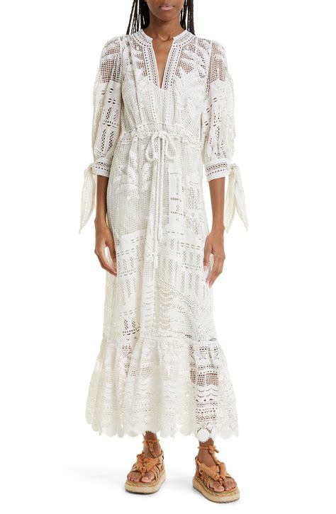 Farm Rio Morada Boa Guipure Lace Maxi Dress In White Lyst