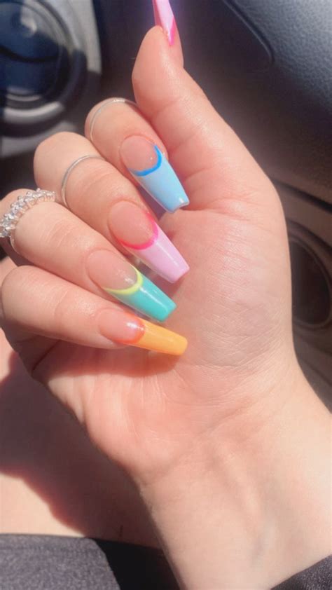 Uñas Acrílicas De Colores 🌈 Insta Ileanacgarcia 🌷🤍 Uñas Acrílicas De