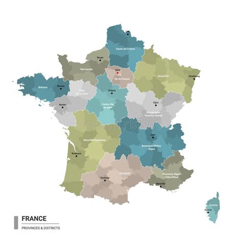 France Higt Detailed Map With Subdivisions Administrative Map Of