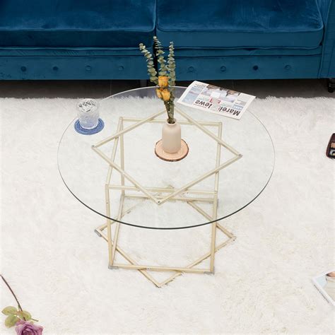 New Octomom Coffee Table Glass Coffee Table Border Gold Frame Round