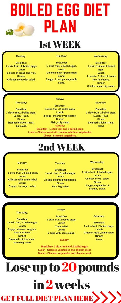 2 Week Egg Diet Menu Printable