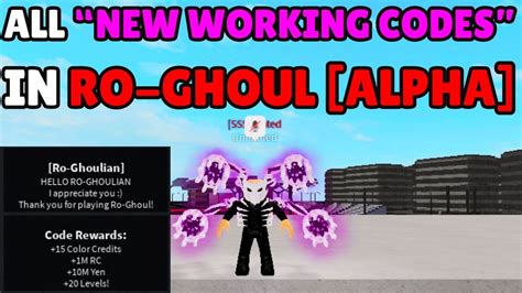 All New Working Codes In Ro Ghoul Alpha L October Update Youtube