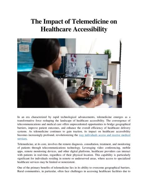 PPT The Impact Of Telemedicine On Healthcare Accessibility PowerPoint