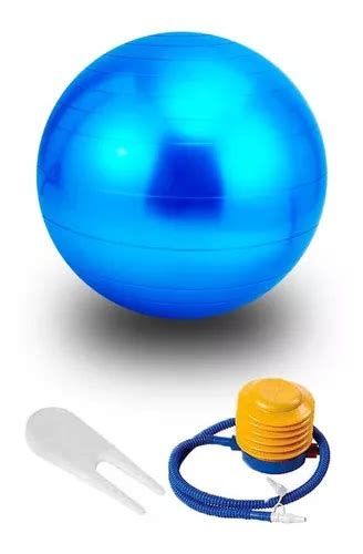 Pelota Fitness Pilates Yoga Cm Con Inflador Color Azul Mercadolibre