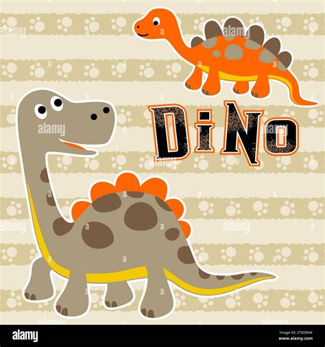 Funny dinosaurs on footpath striped background, cartoon vector ...