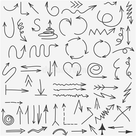 Set Of Vector Black Hand Drawn Arrow Shaped Elements Stock Vector