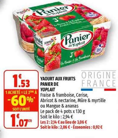 Offre Yaourt Aux Fruits Panier De Yoplait Chez Coccimarket