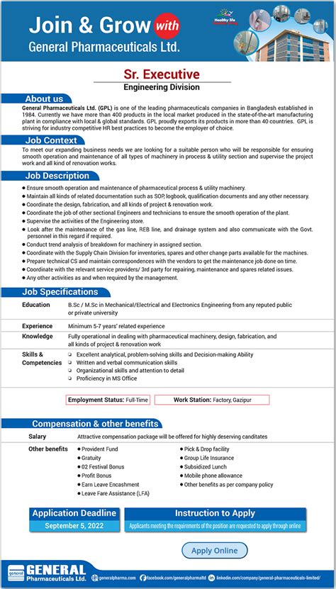 General Pharmaceuticals Limited Job Circular Ejob Circular Bd