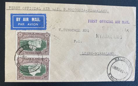 Salisbury Southern Rhodesia First Flight Airmail Cover Ffc To