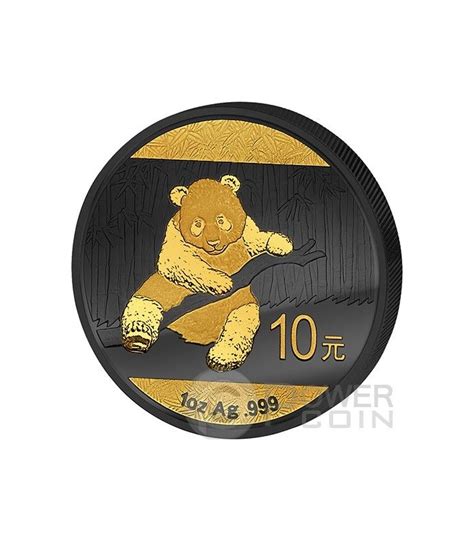 GOLDEN ENIGMA Panda Black Ruthenium 1 Oz Monnaie Argent 10 Yuan China 2014