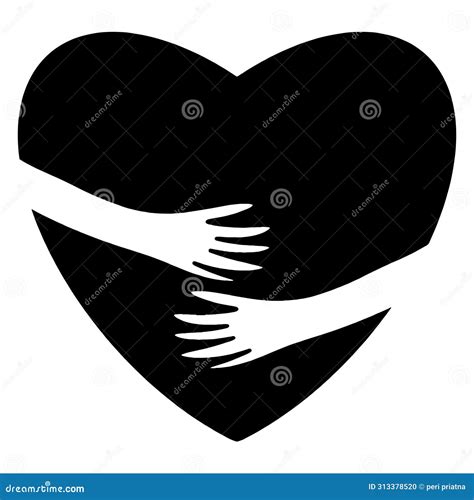 Doodle Sketch Style Of Heart With Hand Hug Gesture Vector Illustration