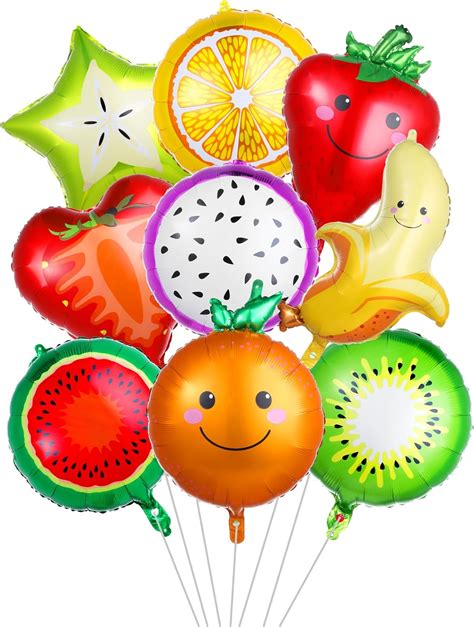 DSLSQD 18 Pics Fruit Balloons Fruit Party Decorations With Ribbon And