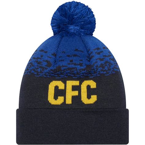 Chelsea Fc New Era Marl Cuff Bobble Beanie Hat Blue 202223