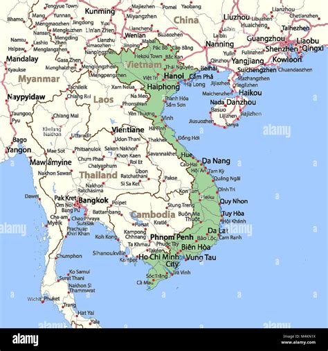 Map Of Vietnam Shows Country Borders Urban Areas Place Names And