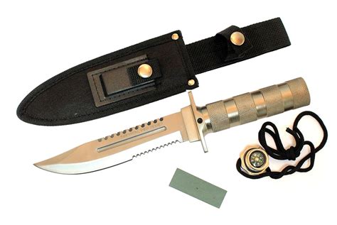 10 5 Hunting Knife Survival Knife With Sheath Heavy Duty With Compass