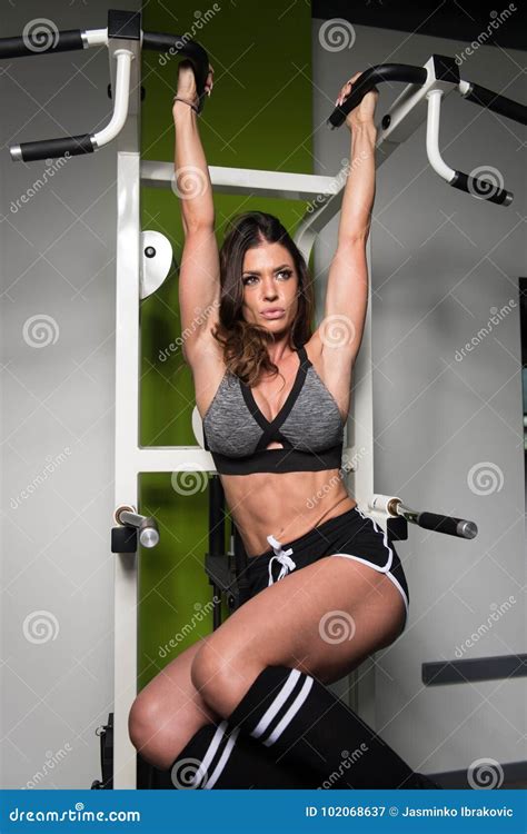 Hanging Abs Exercise Performing by a Woman Stock Image - Image of ...