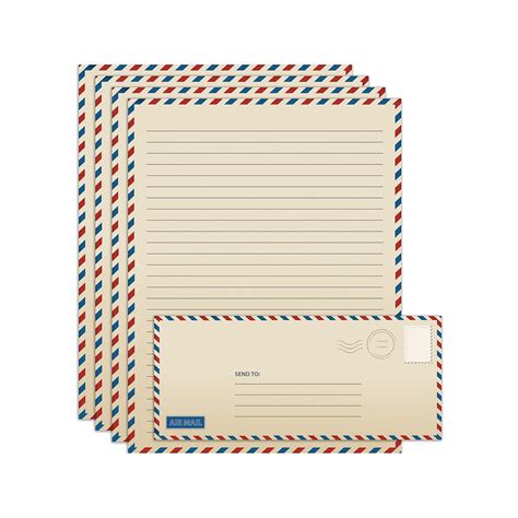 Better Office Stationery Vintage Airmail Stationery Paper Set