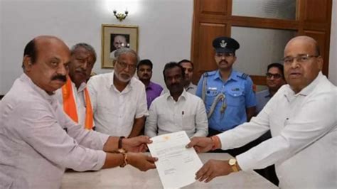 Karnataka Cm Basavaraj Bommai Submits Resignation To Governor