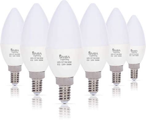 Simba Lighting LED Candelabra Light Bulbs B11 C37 Candle Shape E12