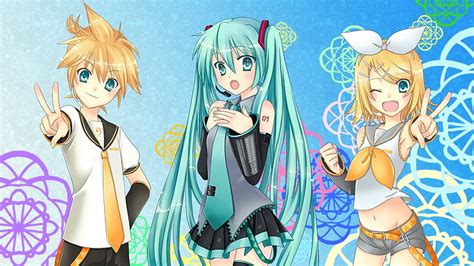 Hd Wallpaper Anime Vocaloid Hatsune Miku Len Kagamine Rin Kagamine