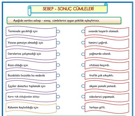 S N F T Rk E Sebep Sonu C Mleleri Etkinlik Al Mas Meb Ders