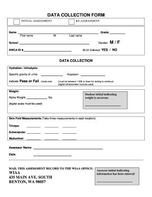 Fillable Online Data Collection Form1 WIAA Fax Email Print PdfFiller