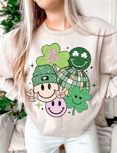 Smiley Face Png St Patricks Day Sublimation Retro Smiley Png Lucky