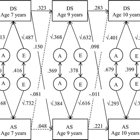 Path Diagram Of The Cross Lagged Model Of The Relationship Between AS