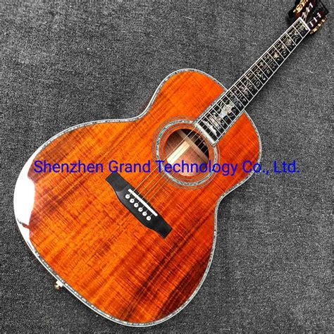 Custom Parlor 39 Inch Ooo Koa Wood Ebony Fingerboard Acoustic Guitar Glossing Finish Slotted