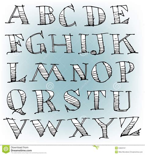 Alphabet Tiré Par La Main De Croquis De Vecteur Illustration de Vecteur