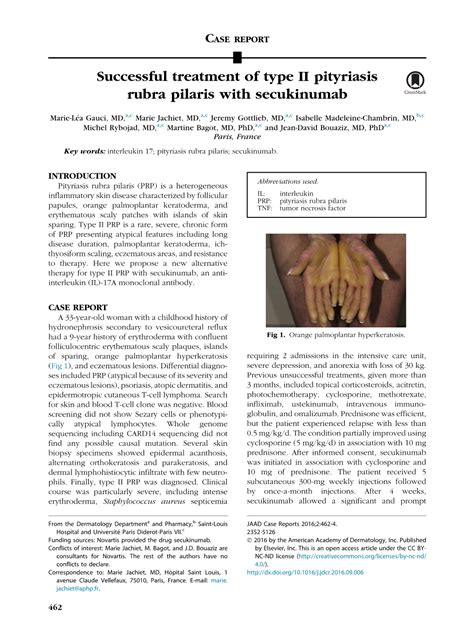 Successful Treatment Of Type II Pityriasis Rubra Pilaris With