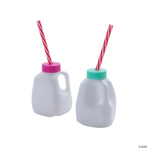 Mini Milk Carton Shaped Cups With Straws 12 Ct Oriental Trading