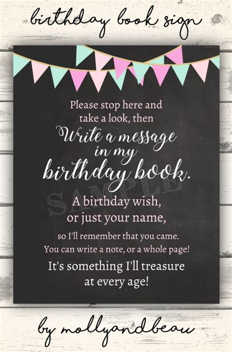 Sign My Birthday Book Birthday Guest Book Sign by MollyandBeau