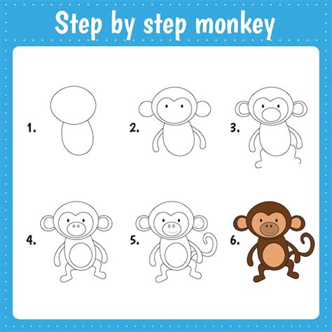 Lección de dibujo para niños Cómo dibujar un mono Tutorial de dibujo con un animal divertido ...