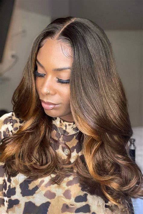 Glueless Hd Lace Wig Ombre Brown With Blonde Highlights Body Wavy