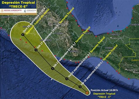 Se formó la Depresión Tropical TRECE E en el Océano Pacífico