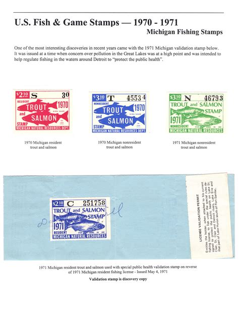 P105 1970 1971 Michigan Fishing Stamps Waterfowl Stamps And More