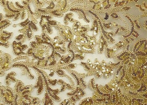 Stretch Golden Lurex Sequin Lace Fabric Nylon Mesh Fabric With Sequin