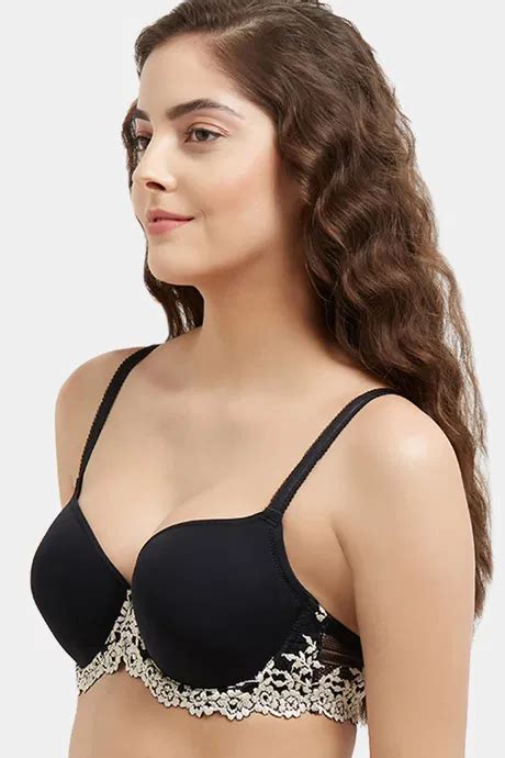 Wacoal Padded Wired 34th Coverage Lace Bra Black Crazy D India