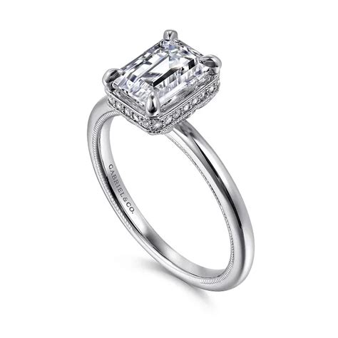 Modern Yet Classic Emerald Cut Hidden Halo Diamond Engagement Ring In 14k Gold Gemma S