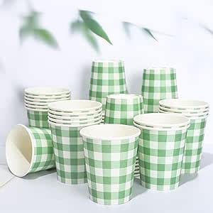 Amazon Whaline Pcs Buffalo Plaids Paper Cups Sage Green