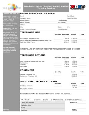 Fillable Online PHONE SERVICE ORDER FORM Reno Tahoe Fax Email Print