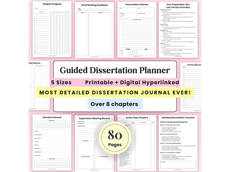 Dissertation Planner 2025 Thesis Dissertation Journal Final Year Undergraduate Masters Phd