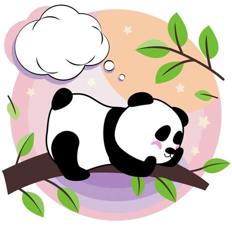 A panda dos desenhos animados está dormindo Vetor Premium