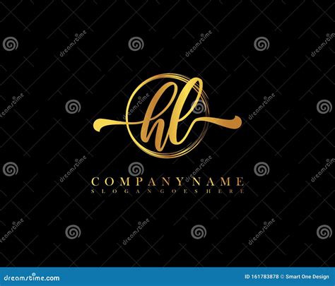 Hl Initial Handwriting Logo Circle Hand Drawn Template Vector Stock