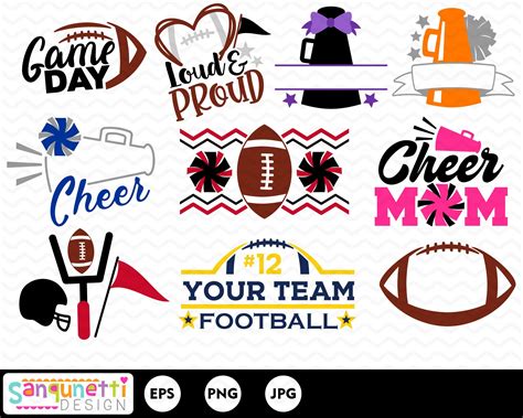 Football and Cheer Clipart Football Digital Art Cheerleading - Etsy