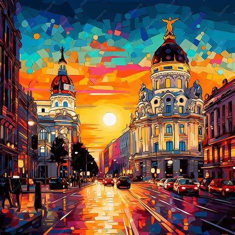 Premium AI Image | Vibrant nightlife in Madrid with iconic landmarks