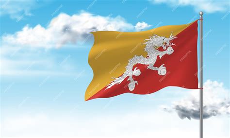 Premium Vector | The vector of country flowing flag in asia on the sky ...